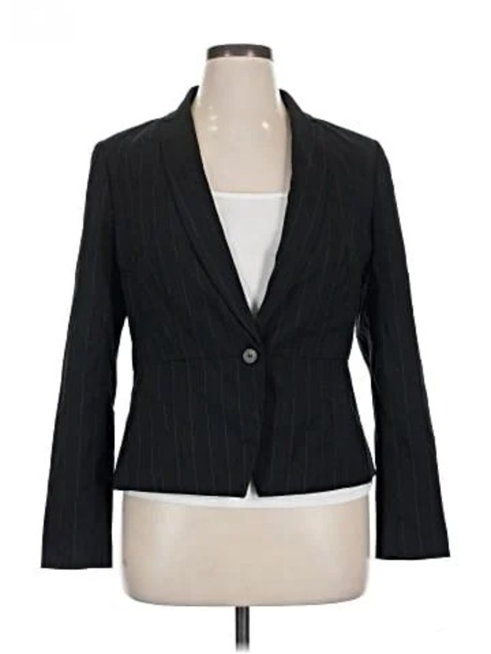 Worthington Black Pinstripe Single-Button Blazer